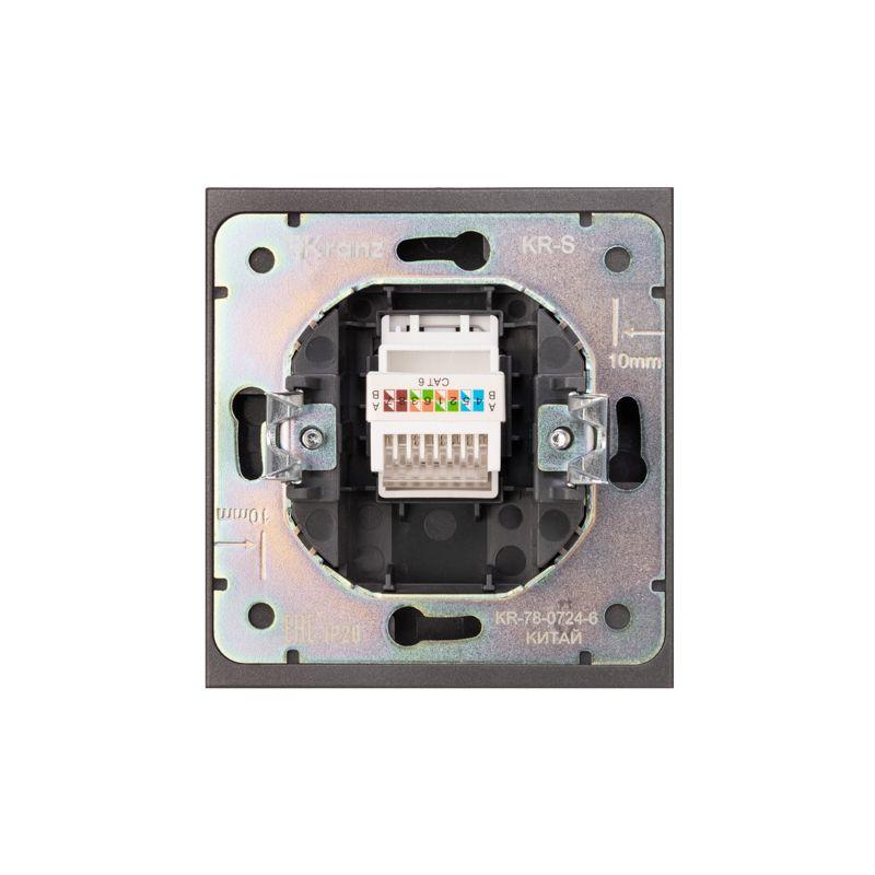 Розетка компьютерная СП STRONG MIELE RJ45 кат.6 графит Kranz KR-78-0724-6
