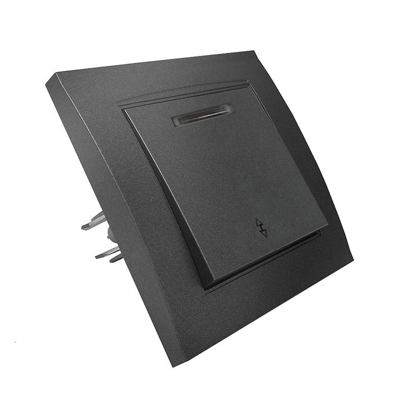 Переключатель проходной 1-кл. СП Бриллиант 10А IP20 с подсветкой в сборе графит Universal 7947380