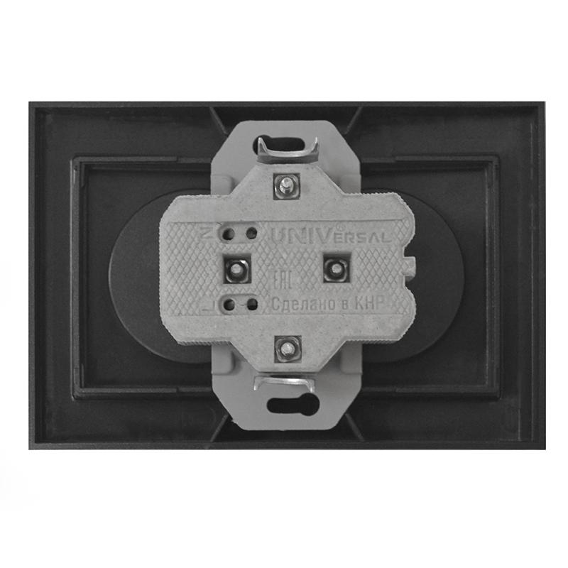 Розетка 2-м СП Бриллиант 16А IP20 без заземл. в сборе графит Universal 7947519-Gr