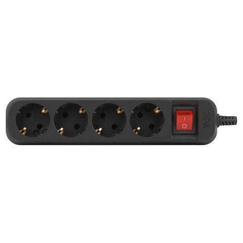 Колодка удлинителя 4-м с заземл. с выкл. черн. KX-4es-BЭра Б0061734