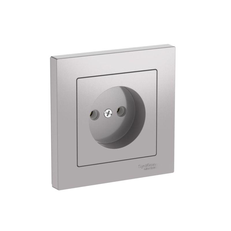 Розетка AtlasDesign 16А без заземл. быстрозажим. клем. в сборе алюм. SE ATN000340S