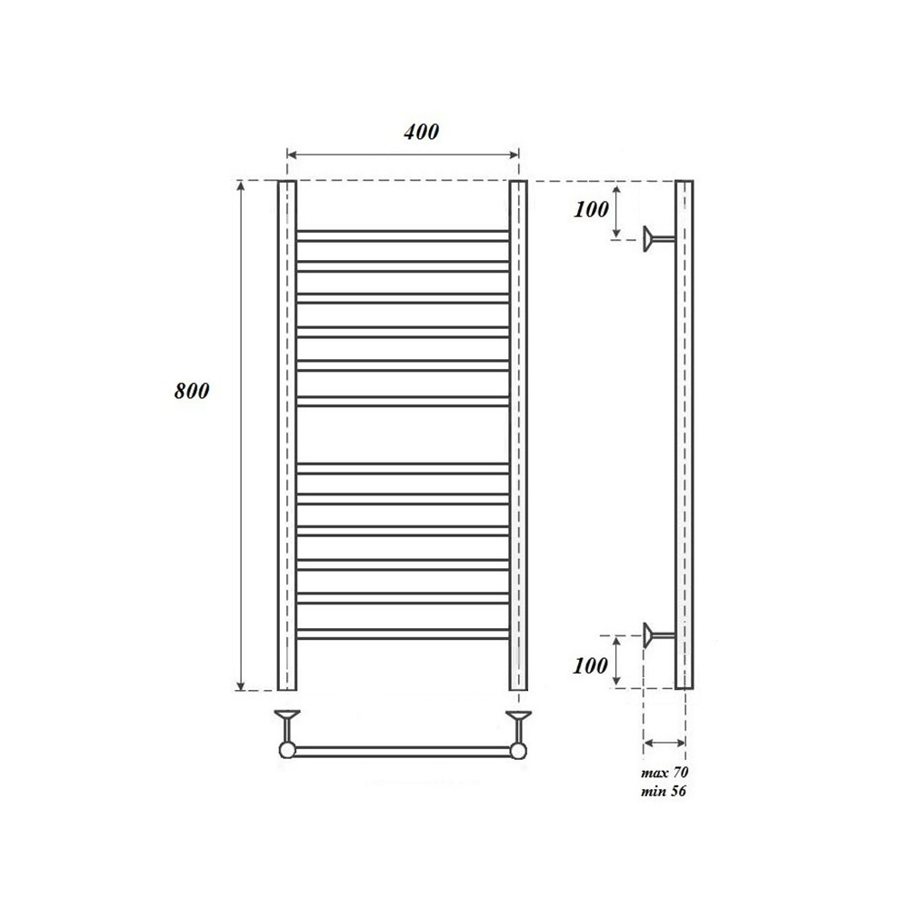 Полотенцесушитель электрический Point Аврора PN10148SE П12 400x800 левый/правый, хром