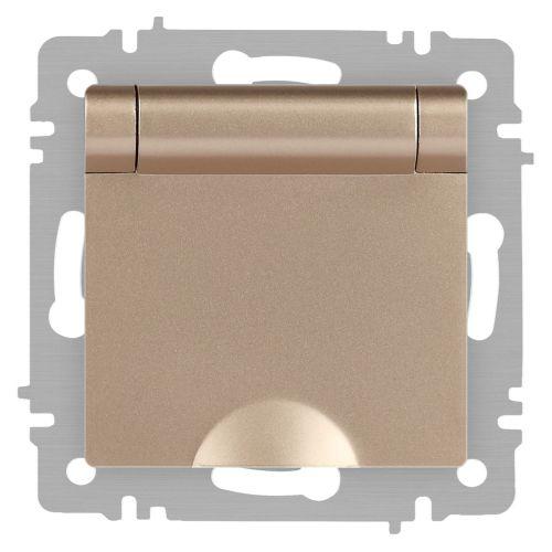 Розетка 1-м СП Accent 6-203-04 16А IP20 250В 2P+E Schuko с крышкой шампань Intro Б0063738