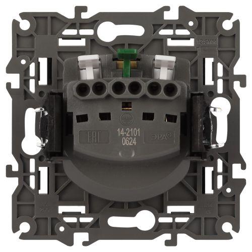 Розетка 1-м СП Эра Elegance 14-2101-05 16А IP20 16AX 250В 2P+E Schuko антрацит Эра Б0034269