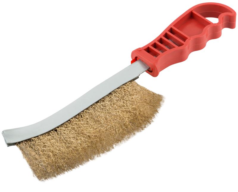 Корщетка с изогнутой пластиковой ручкой латунированная тип В MOS 38423М