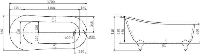 Акриловая ванна BELBAGNO BB06-1700