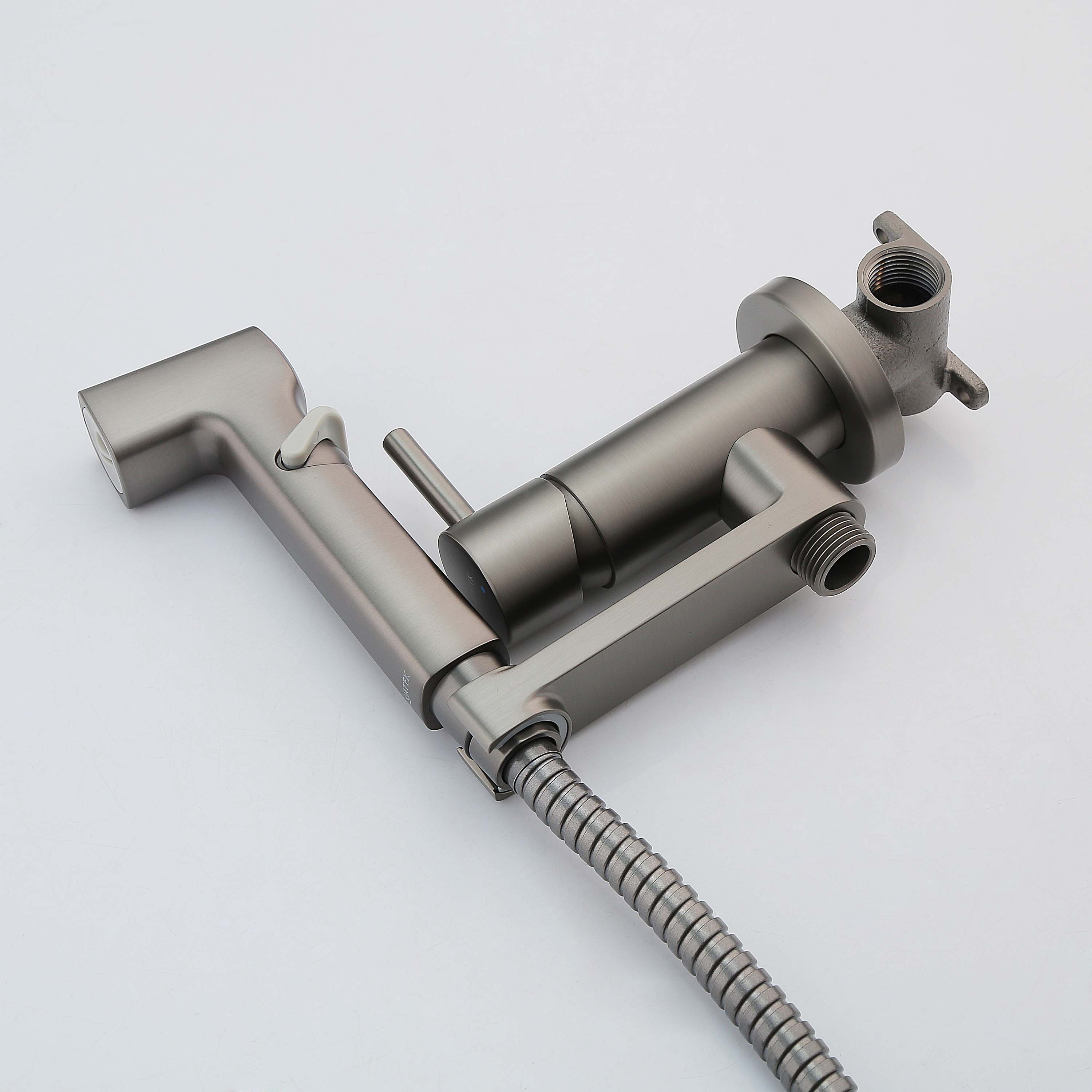 Комплект для гигиенического душа Aquatek НИКА встроенный (смеситель + гигиеническая лейка + шланг) AQ1819BGM  оружейная сталь