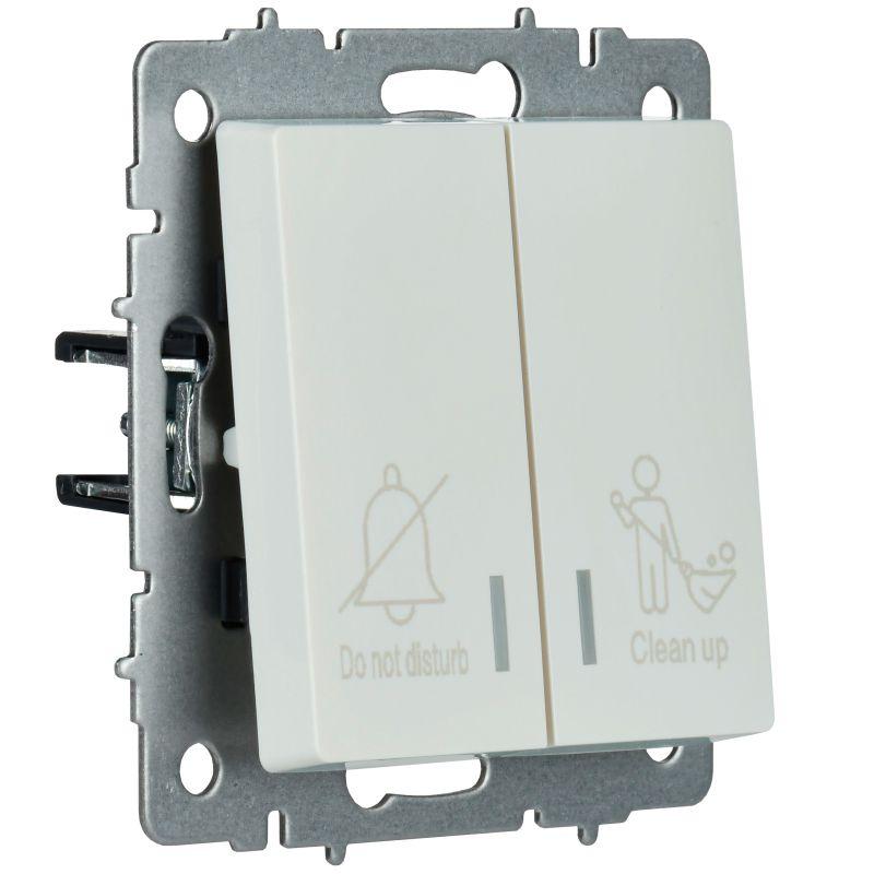 Выключатель 2-кл. BRITE 10А ВС10-2-9-БрЖ для отелей с индик. механизм жемчуж. IEK BR-V20-2-10-K36