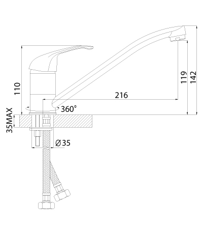 Смеситель для раковины Rossinka A (A35-21U)