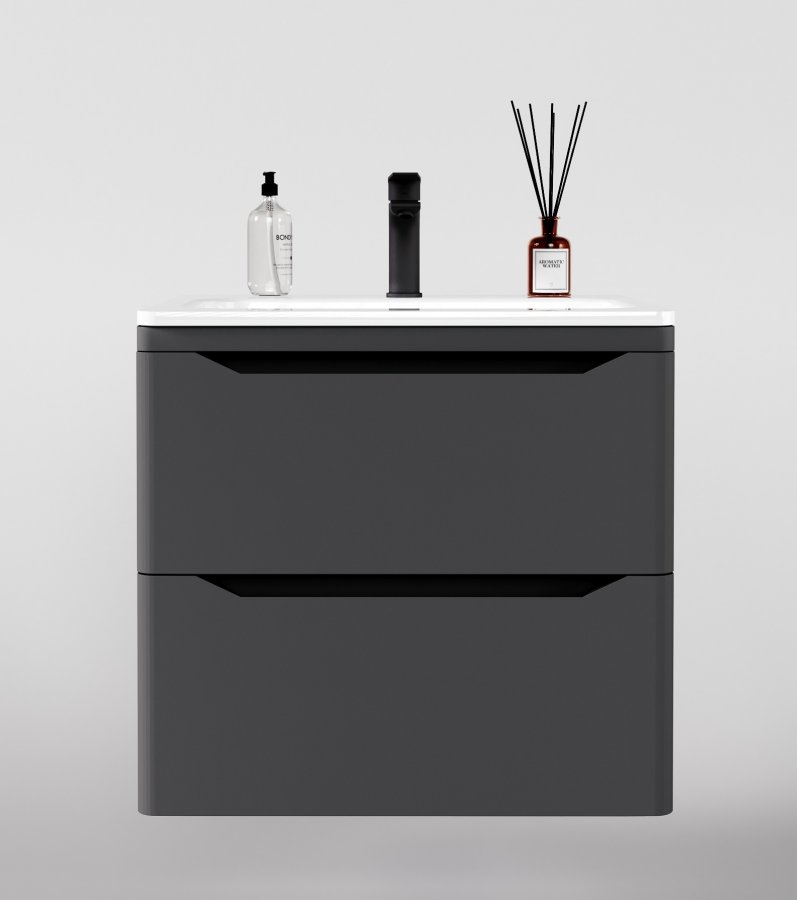 Тумба подвесная "Марелла 60" (2 ящ.) Люкс антискрейтч серый, PLUS