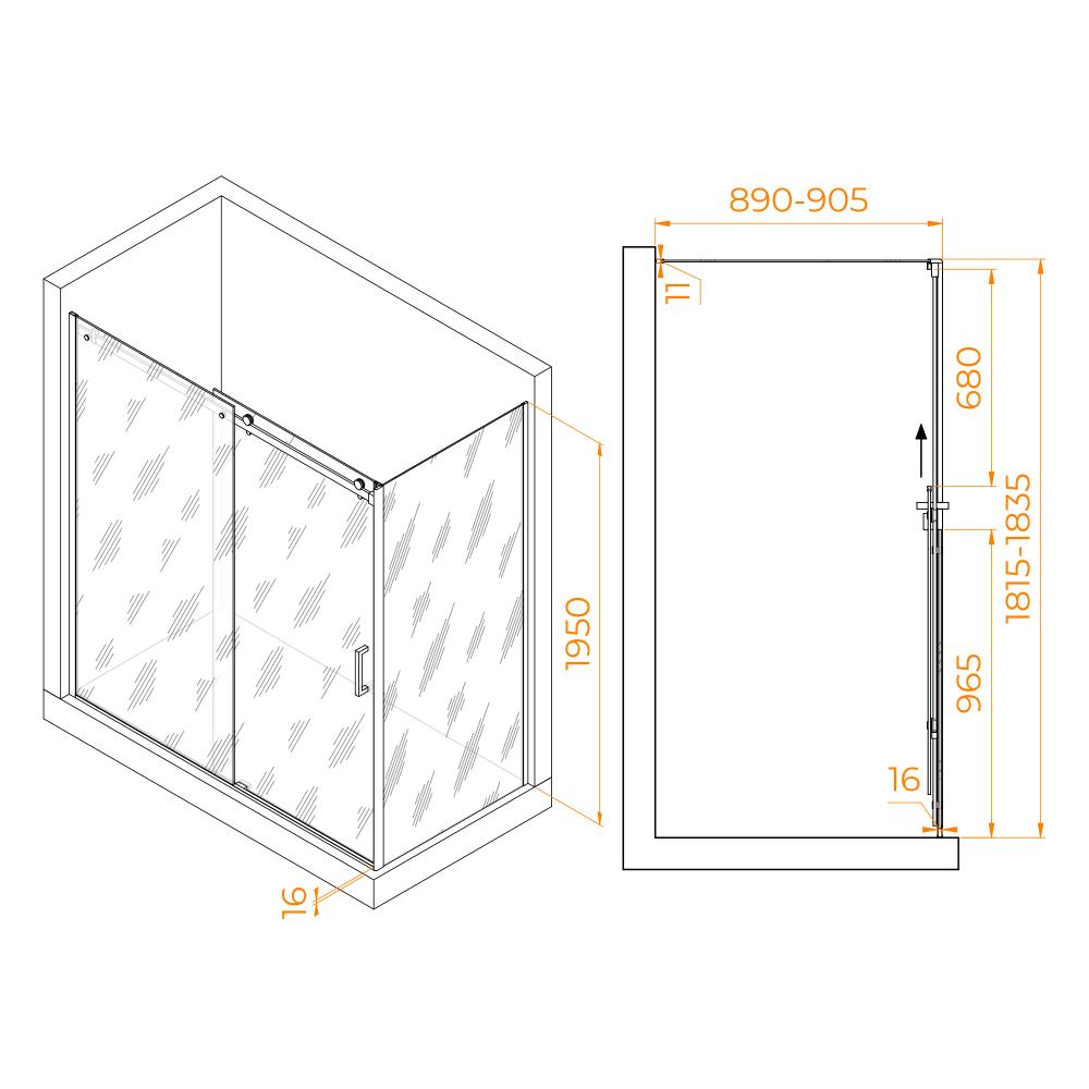 Душевой уголок RGW TO-44-1 (TO-14 + Z-060-2), 020744189-11