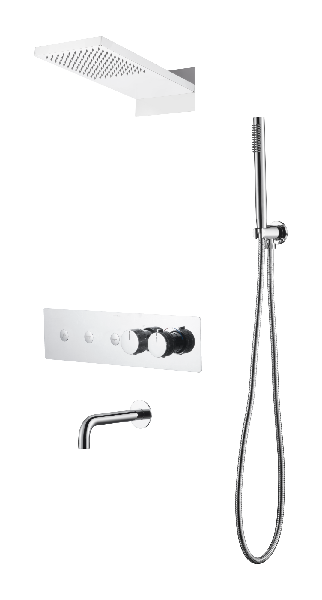 Встроенная душевая система FUSION с термостатом CHROME с изливом