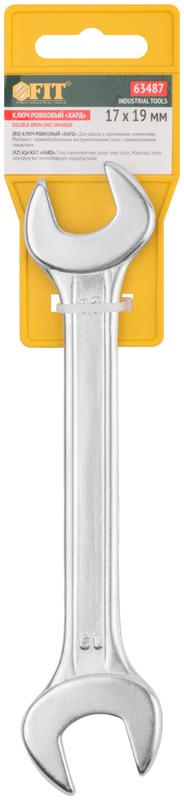 Ключ рожковый "Хард" хромированное покрытие 17х19мм FIT 63487