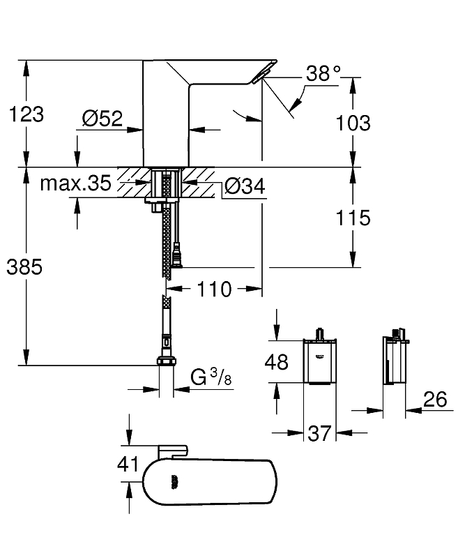 Смеситель Grohe Bau Cosmopolitan E 36453000 для раковины