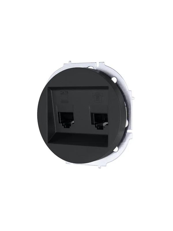 Розетка компьютерная + телефонная OSEN RJ45 кат.6 + RJ11 с модулем механизм черн. бархат LEZARD 743-4288-144
