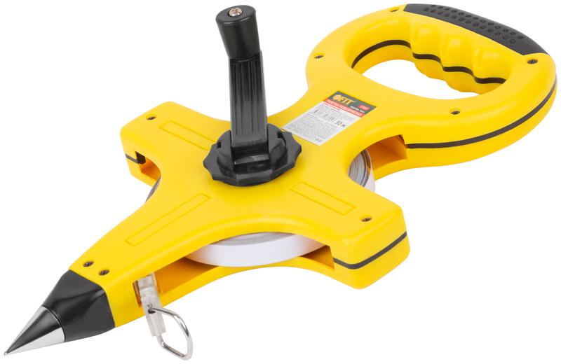 Рулетка геодезическая 30м стальная лента открытый пластик. корпус прорезиненная ручка желт. FIT 17802