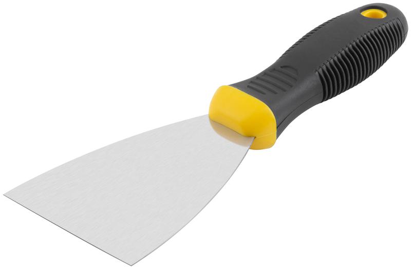 Шпатель нерж.сталь прорезин.ручка 3дюйм (75мм) черн.-желт. FIT 06685