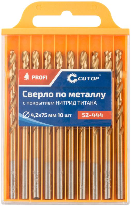 Набор сверл по металлу Profi 4.2х75мм титан. покрытие (уп.10шт) Cutop 52-444