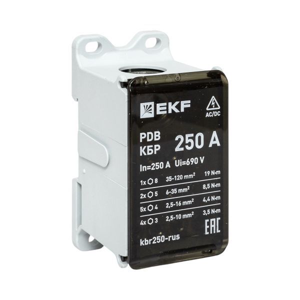 Блок распределительный клеммный КБР 250A EKF kbr250-rus