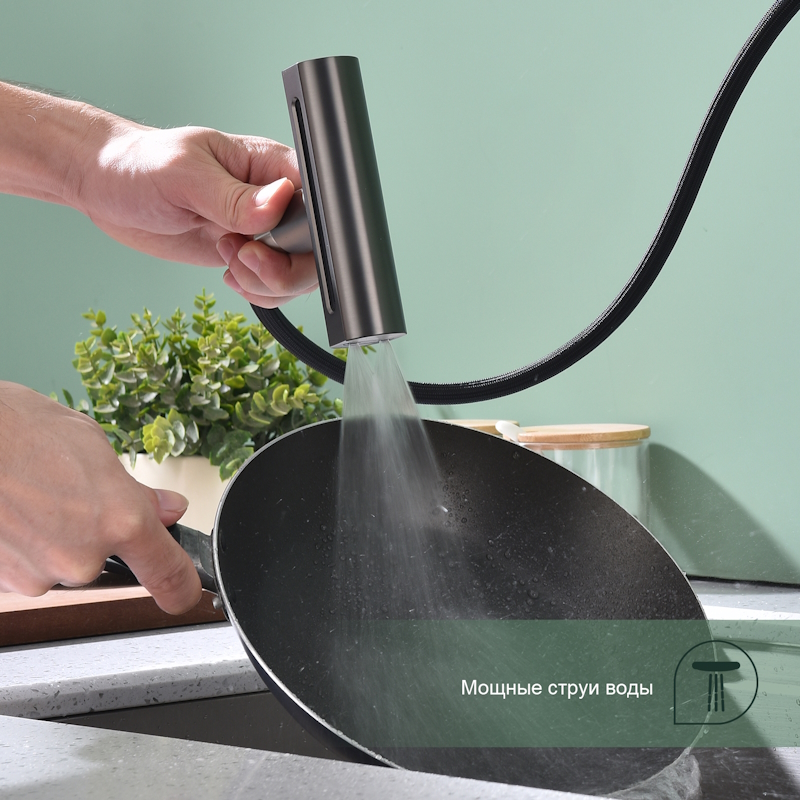 Смеситель для кухни с мультифункциональным изливом Splenka S206.49.09, графит