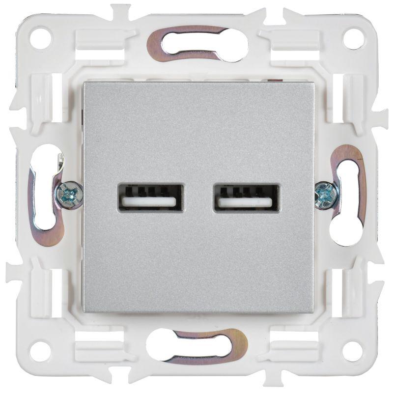 Розетка USB A+A 3.1А SKANDY SK-R15S серебр. IEK SK-U21-D31-K23