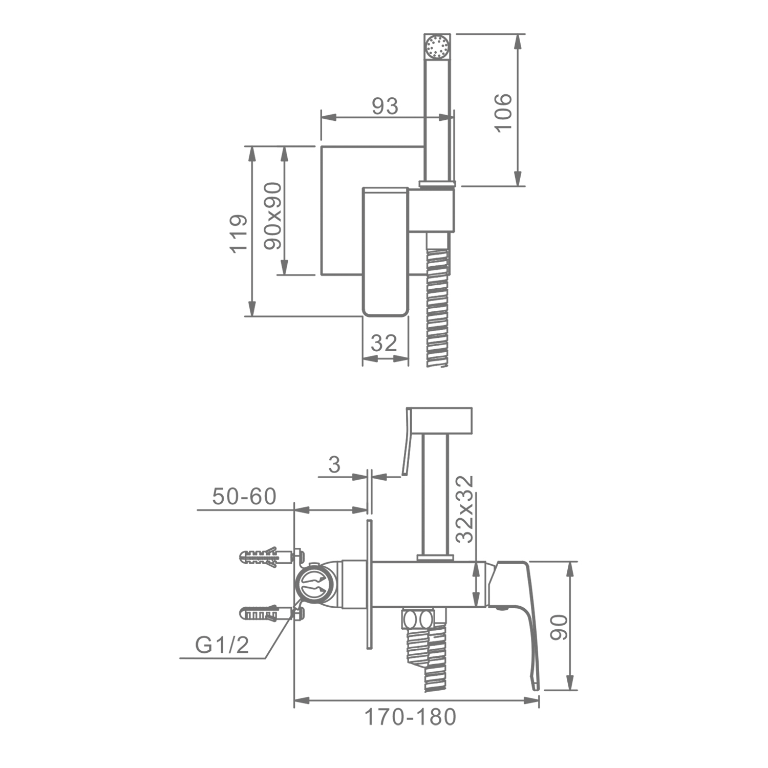 Гигиенический душ со смесителем  Raglo R01.52, хром