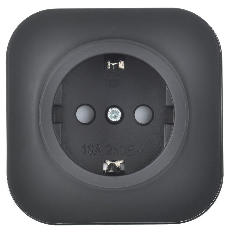 Розетка ОП GLORY РСш20-3-ХЧм 16А с заземл. защ. шторки черн. матов. IEK ERH14-K02M-16