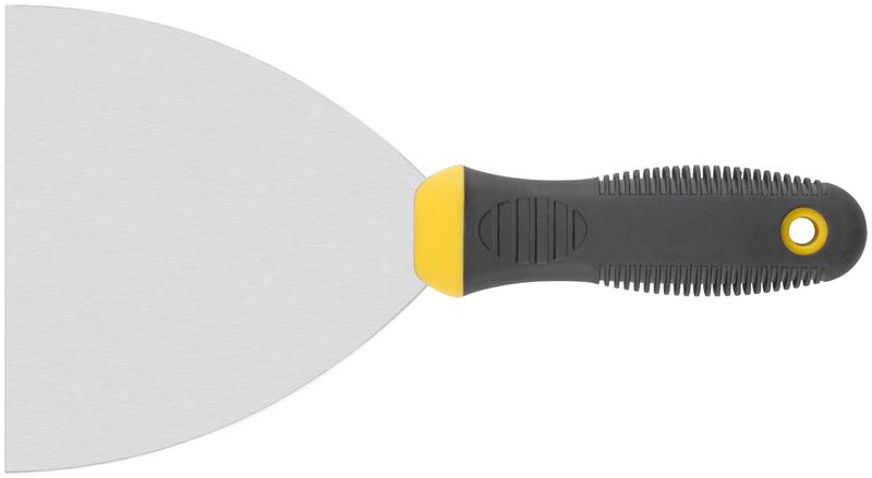 Шпатель нерж.сталь прорезин.ручка 5дюйм (125мм) черн.-желт. FIT 06687