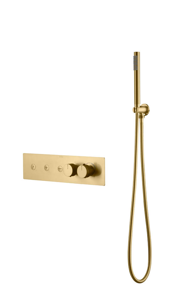 Смеситель FUSION TERMO с ручным душем MATT GOLD