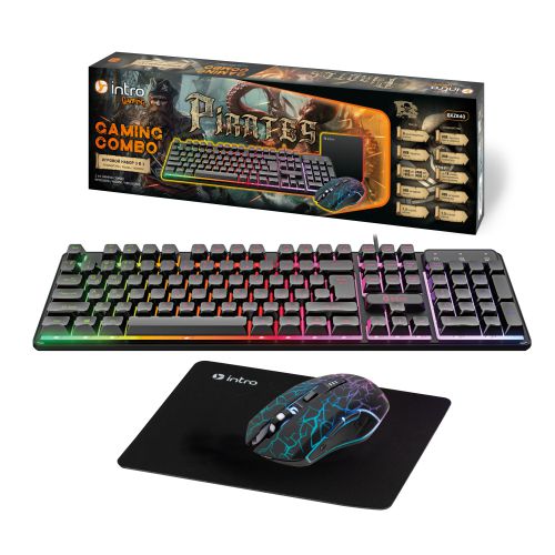 Комплект игровой GXZ840 (клавиатура и мышь) проводной + коврик черн. Intro Б0065046