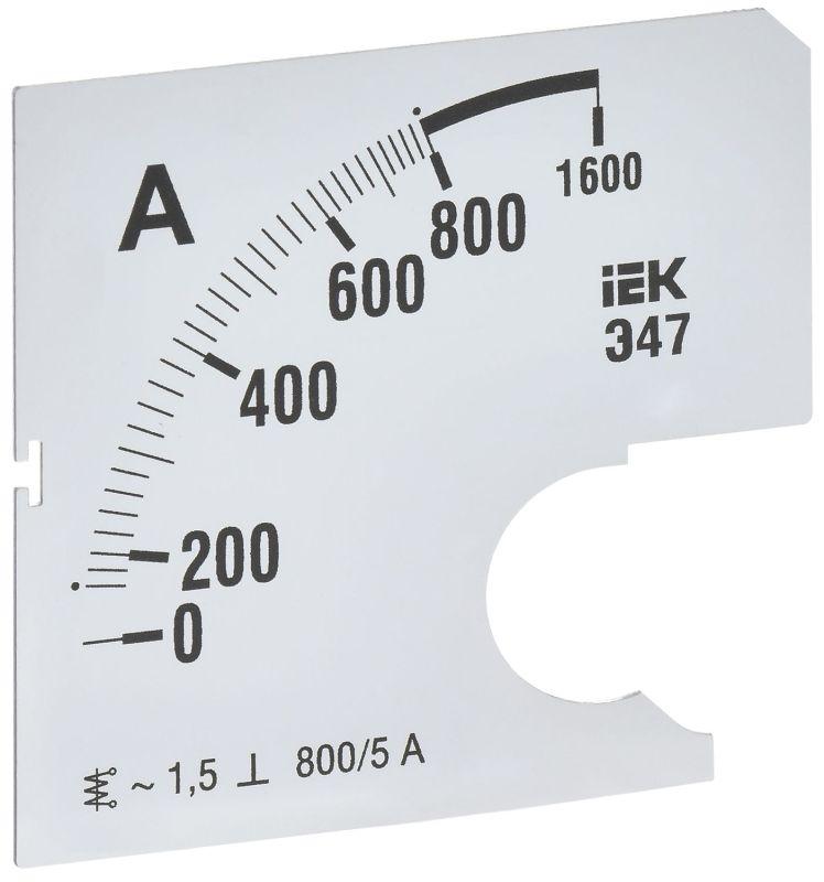 Шкала сменная для амперметра Э47 800/5А-1.5 72х72мм IEK IPA10D-SC-0800