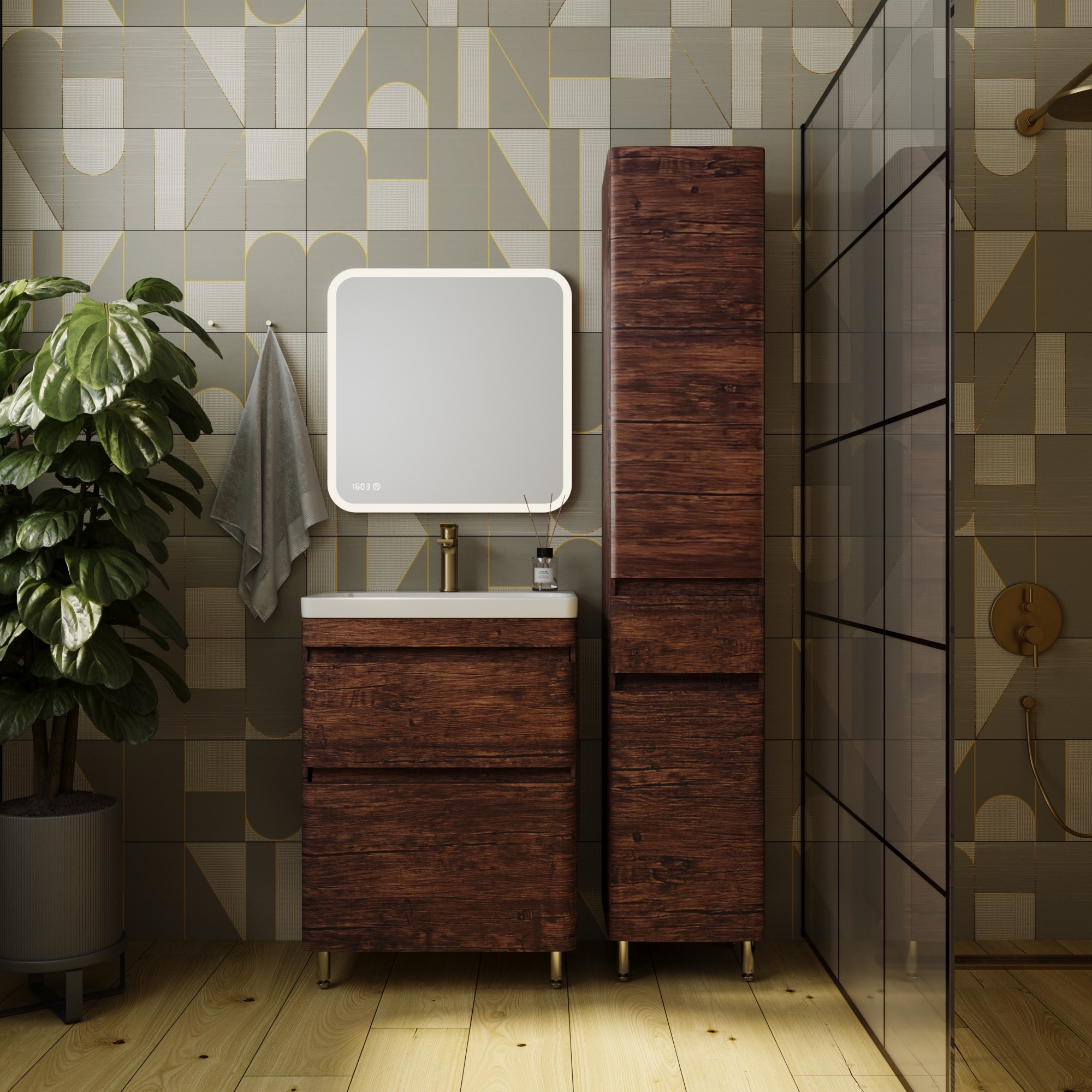 Тумба напольная "Атлантика 60", Люкс старое дерево, PLUS