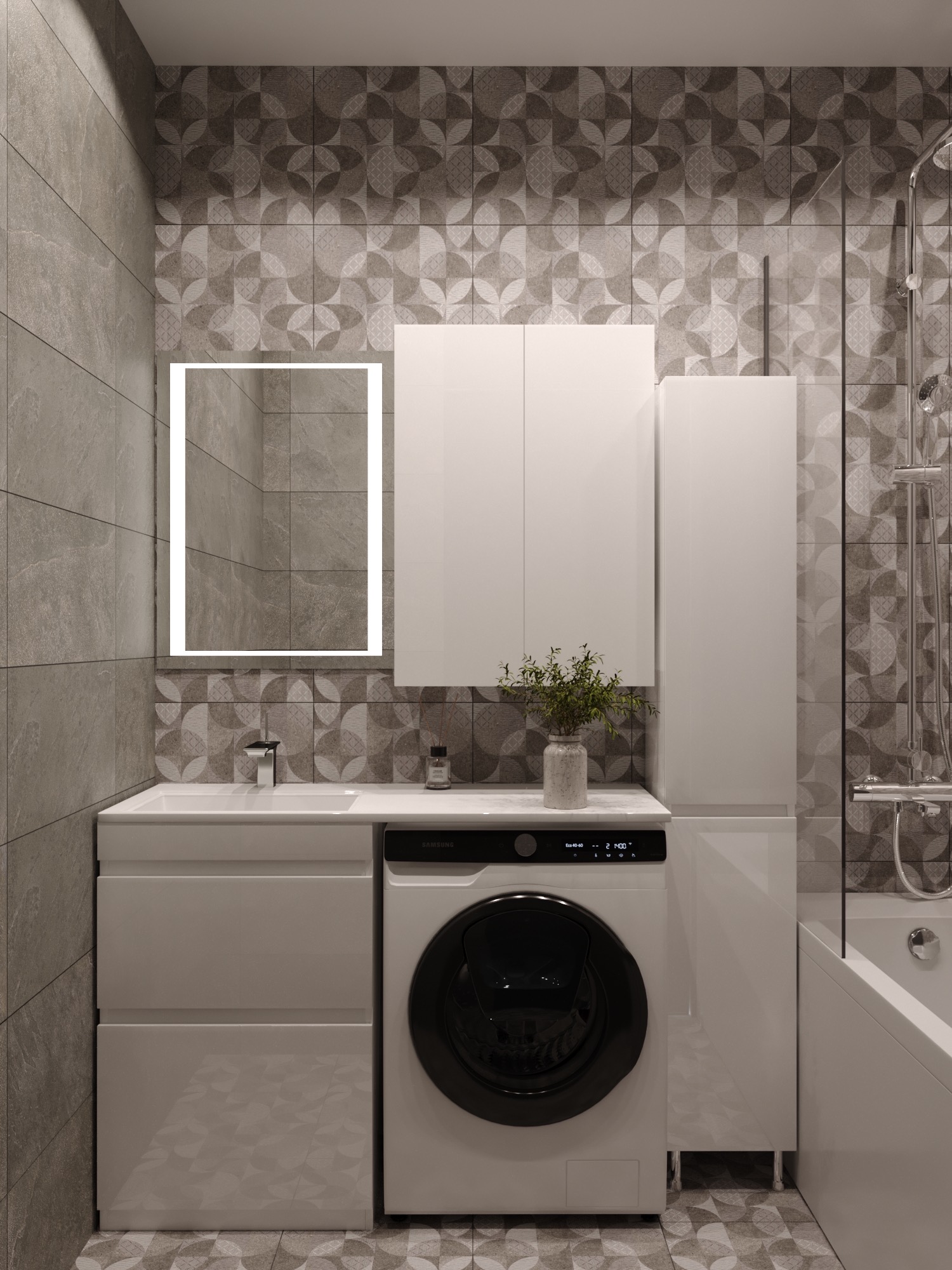 Тумба напольная "Даймонд 120", glass, Люкс белая, PLUS