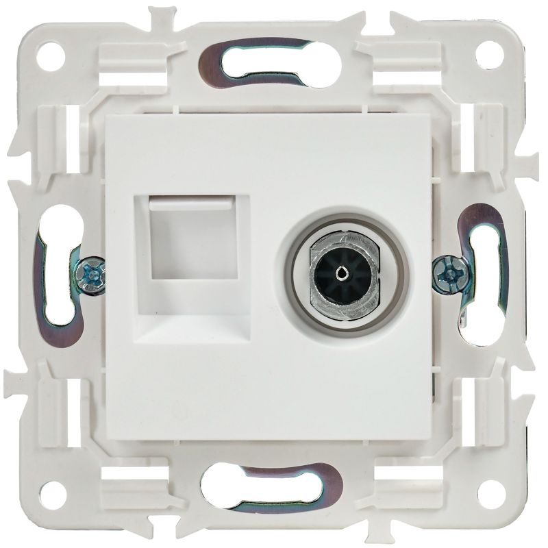 Розетка двойная TV+RJ45 кат.5E SKANDY SK-A14W арктич. бел. IEK SK-AK20-1-K01