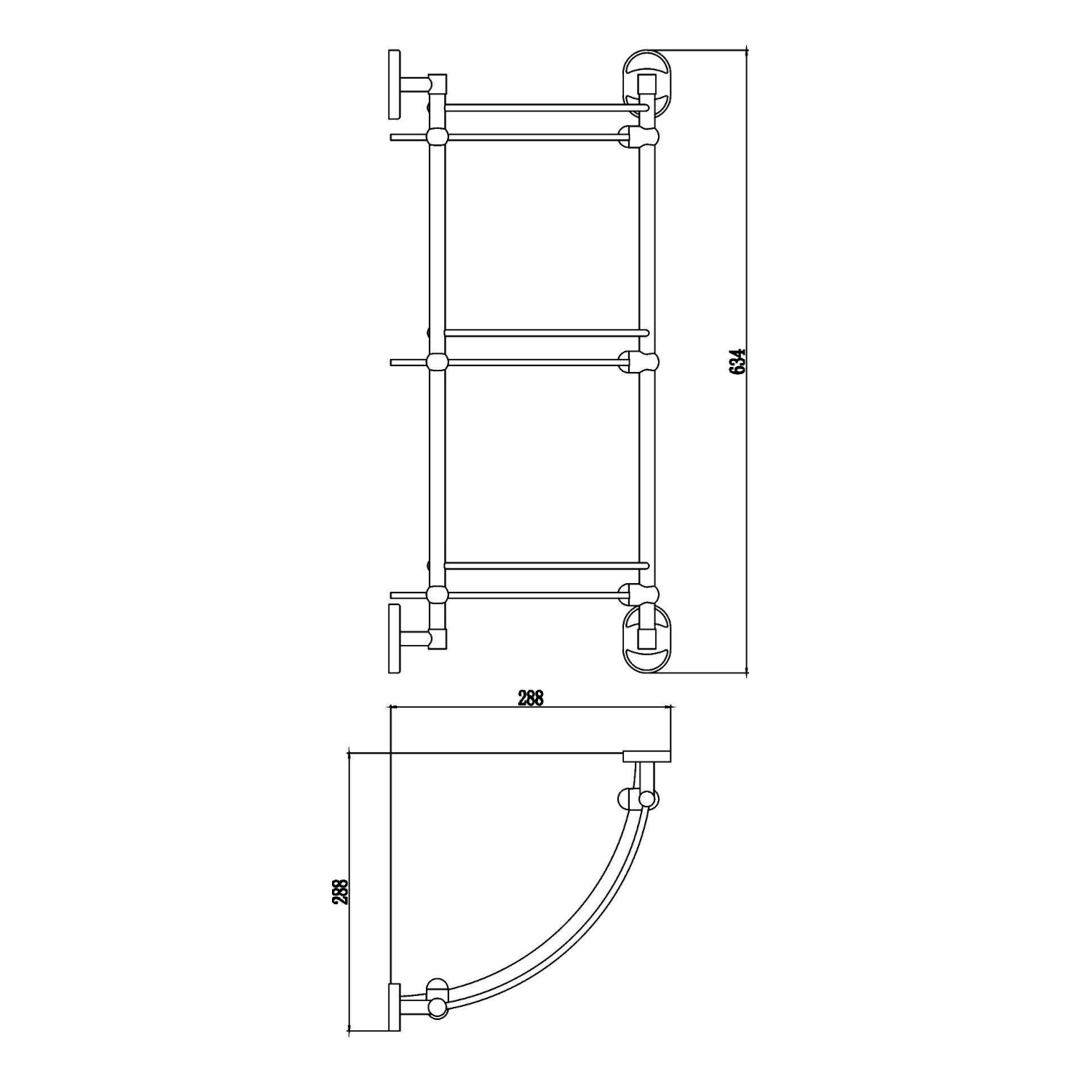Полка угловая стеклянная Savol S-007073-3, хром