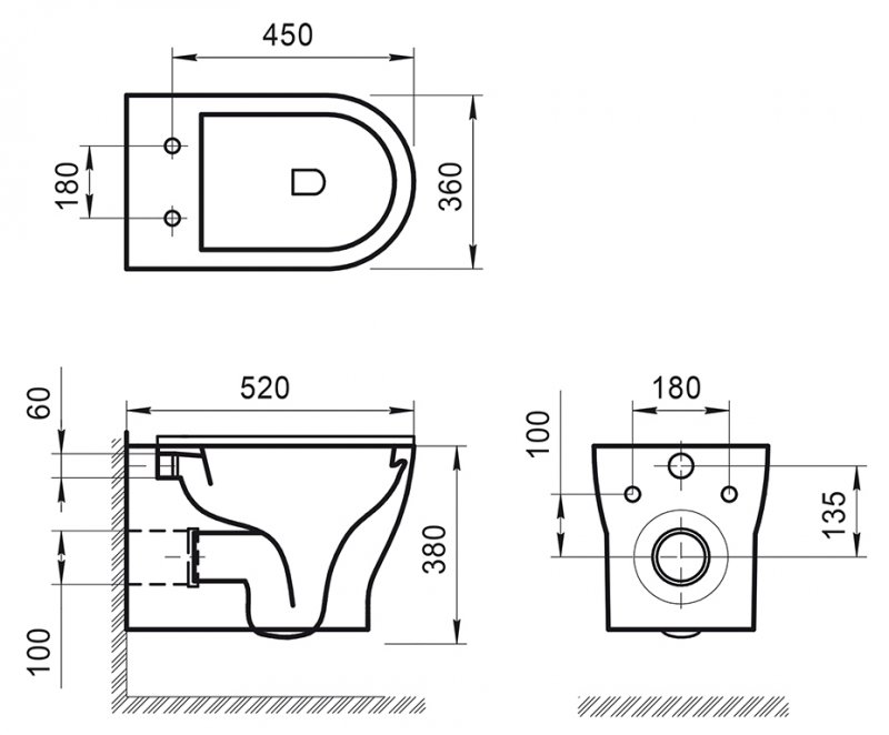 Чаша подвесного унитаза BelBagno KRAFT BB064CHR