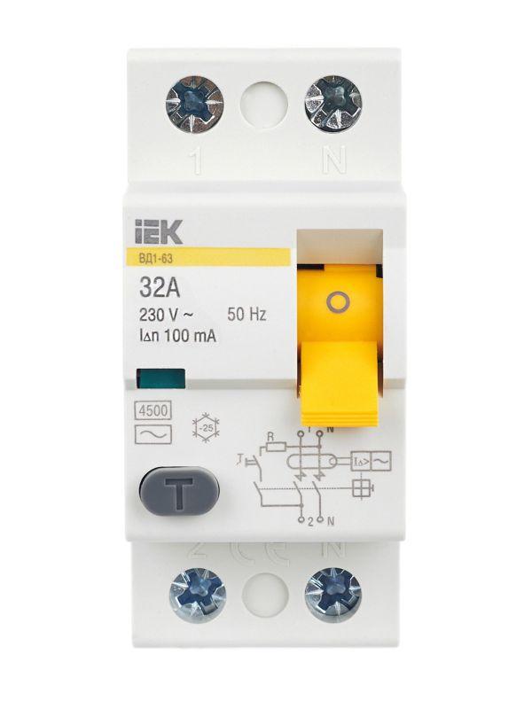 Выключатель дифференциального тока (УЗО) 2п 32А 100мА тип AC ВД1-63 KARAT IEK MDV10-2-032-100