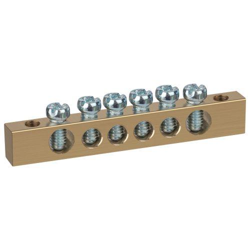 Шина NO-122-02 PEN земля-ноль 6х9мм 6/2 латунная с креплениями по краям Эра Б0047216