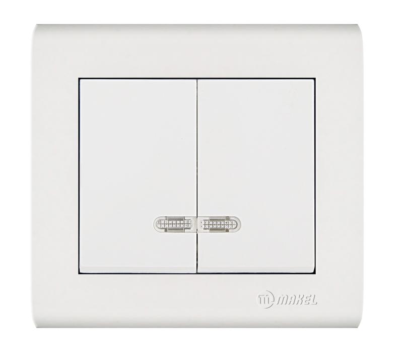 Выключатель 2-кл. Manolya с подсветкой бел. Makel 41001023
