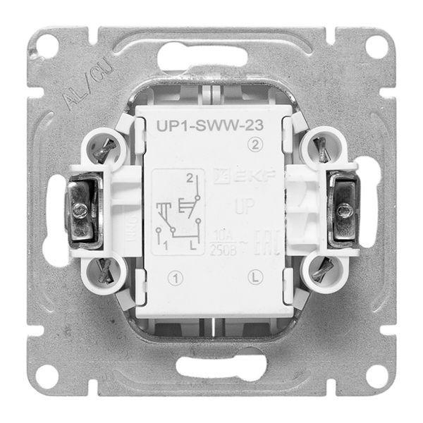 Выключатель кнопочный 2-кл. СП Эпика механизм бел. EKF UP1-SWW-23