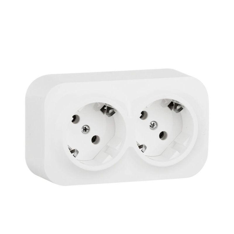 Розетка 2-м ОП Quteo 16А IP20 250В 2х2P+E с заземл. защ. шторки бел. IEK 782237