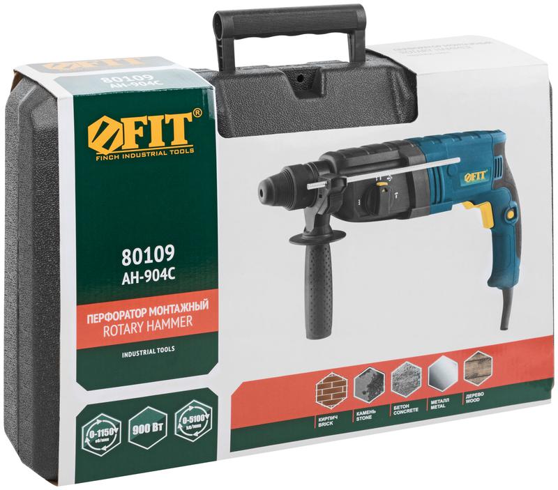 Перфоратор монтажный 900Вт 0-1150об/мин 0-5100уд/мин 3.3Дж 3 режима SDS-PLUS FIT 80109