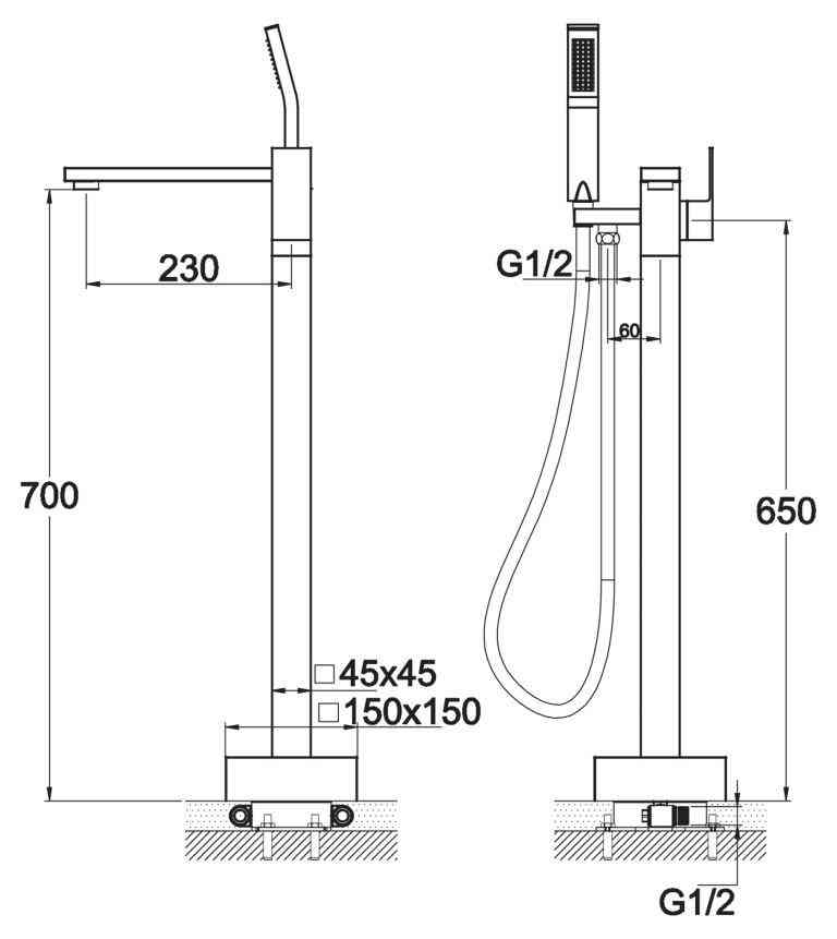 Напольный смеситель для ванны BelBagno ARLIE ARL-FMT-CRM