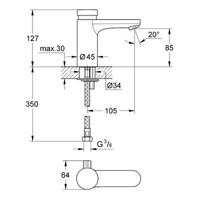 Смеситель Grohe Eurosmart Cosmopolitan 36317000 для раковины электронный