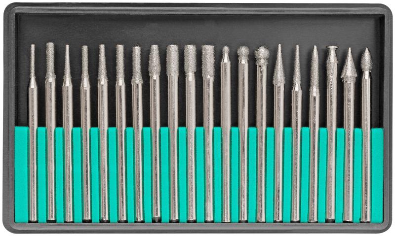 Набор шарошек усиленная сталь с алмазным напылением штифт d3мм (уп.20шт) FIT 36485