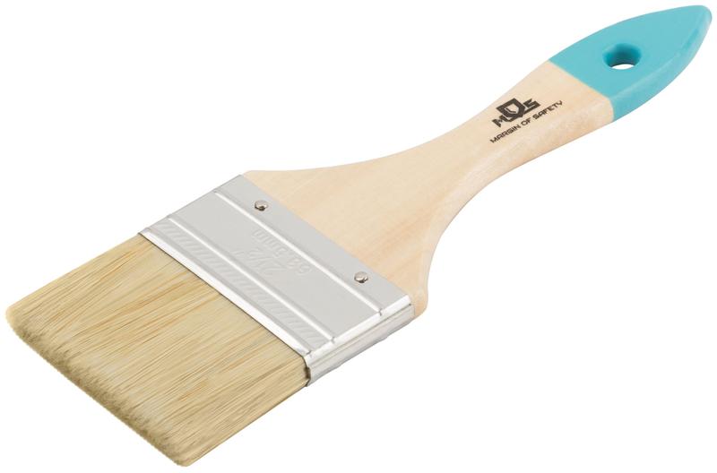 Кисть флейцевая натур. светлая щетина деревянная ручка 2.5дюйм (63мм) MOS 00706М