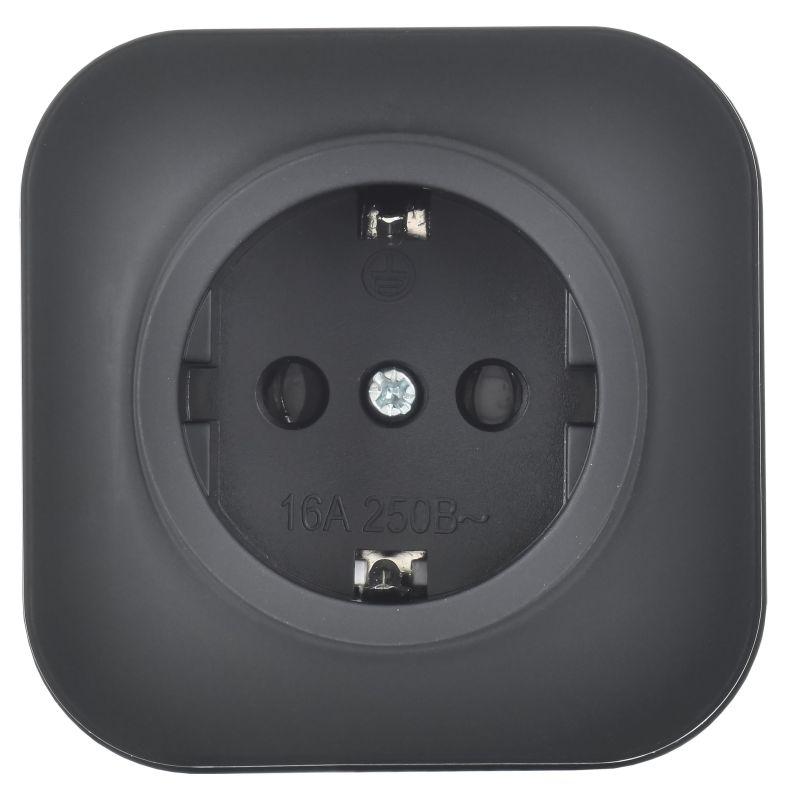 Розетка ОП GLORY РС20-3-ХЧм 16А с заземл. без защ. шторок черн. матов. IEK ERH11-K02M-16