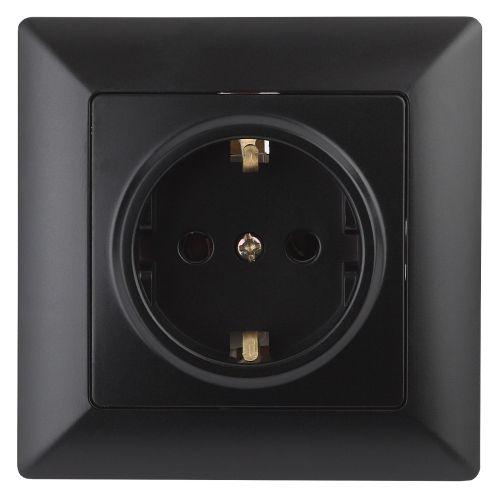 Розетка 1-м СП Solo 4-206-05 16А 250В IP20 2P+E Schuko с заземл. защ. шторки антрацит Intro Б0053685