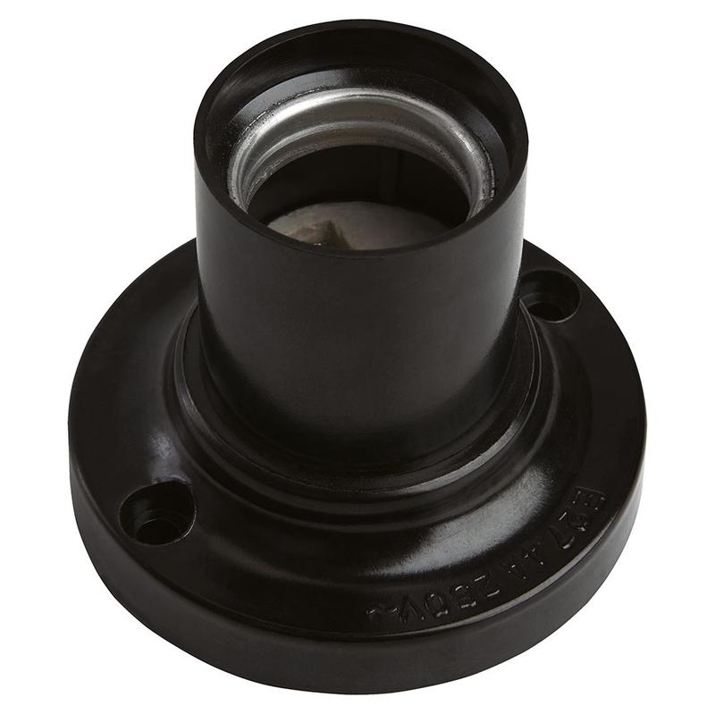 Патрон Е27 потолочный прямой 250В 4А карболит латунь черн. размер 71х55мм FERON 41042