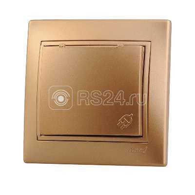 Розетка 1-м СП Mira 16А IP20 с заземл. с защ. крышкой со вставкой керамика зол. метал. LEZARD 701-1313-123